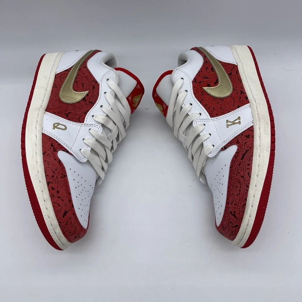 Nike Air Jordan‎ 1 Low SE Spades Men's Size 9 Sneakers DJ5185-100 Red/Gold/White
